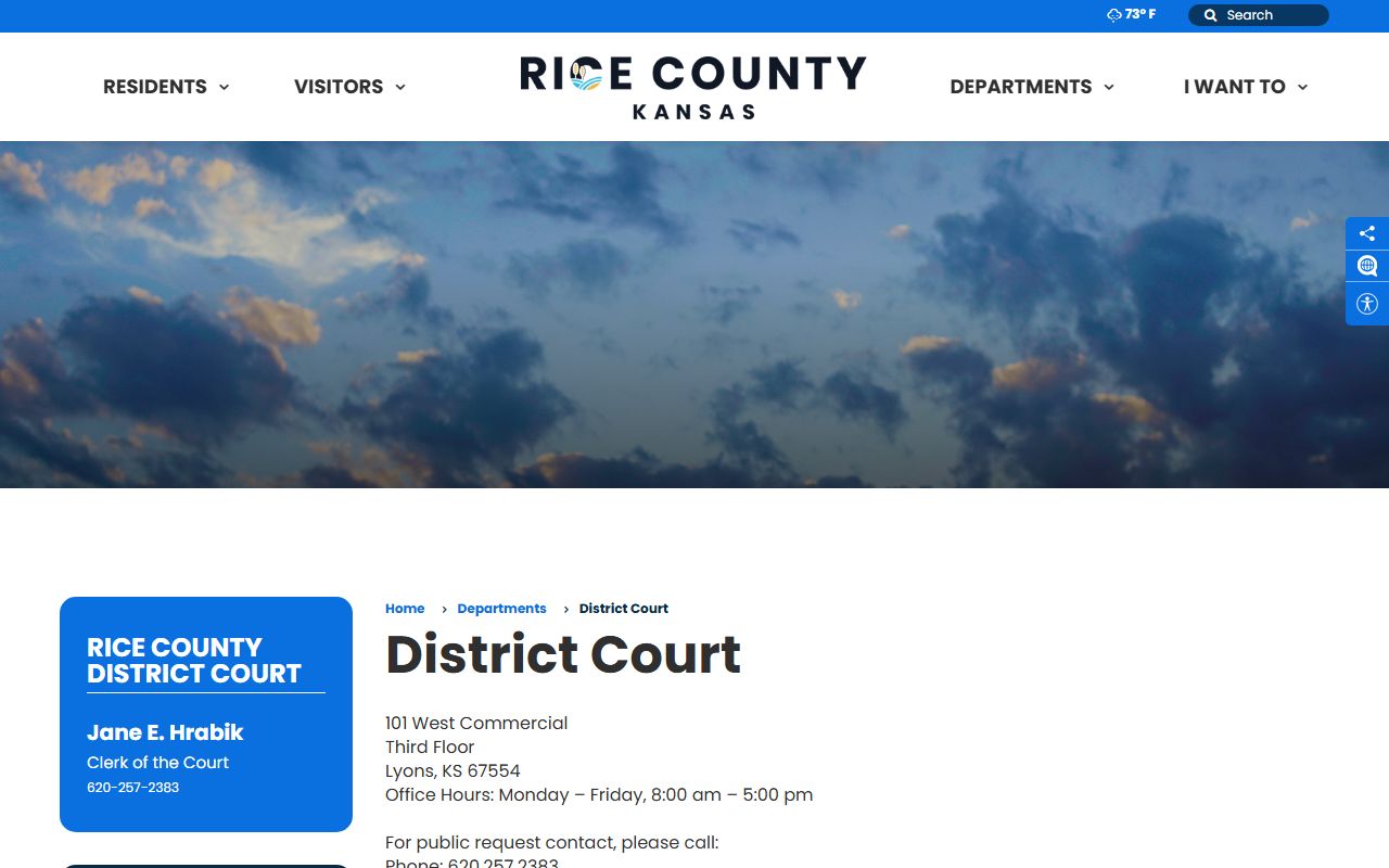 Rice County court records after jail arrest District Court contact page